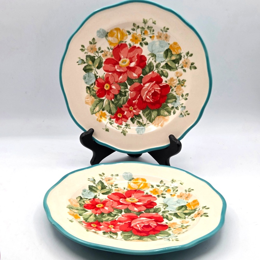 The Pioneer Woman Floral Salad Plates  8.5"  Stoneware Set of 2